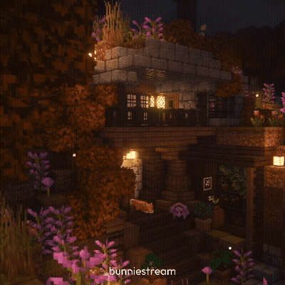Minecraft House With Bunniestream GIF