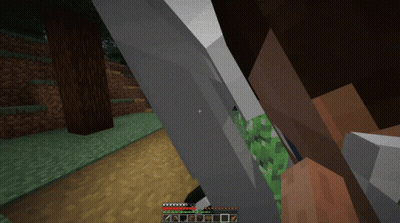 Minecraft Person Holding Sword And Green Plant GIF