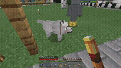 Minecraft Sheep Standing Next To Brick Wall GIF
