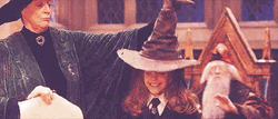 Minerva McGonagall Hermoine Granger Sorting Hat Scene GIF