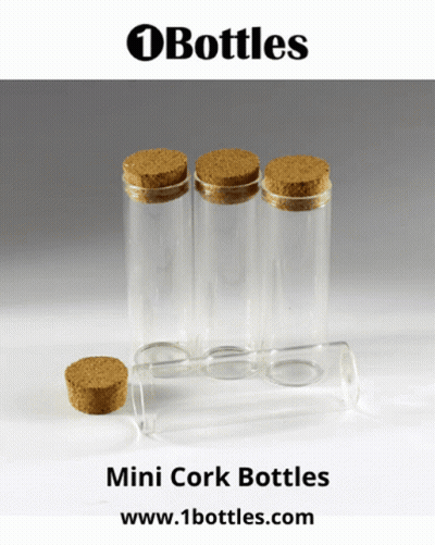 Mini Cork Bottles Display GIF