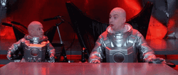 Mini Me And Dr Evil Wearing Space Suit GIF