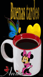 Mini Mouse Mug Black Coffee Buenas Tardes GIF