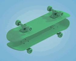 Minimalist Green Rotating Skateboard GIF