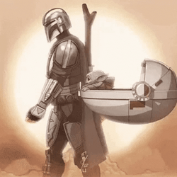 Minimalist Star Wars Baby Yoda Mandalorian Side View GIF