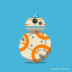 Minimalist Star Wars BB8 Robot Looking Around GIF