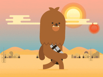 Minimalist Star Wars Chewbacca Walking In Desert GIF