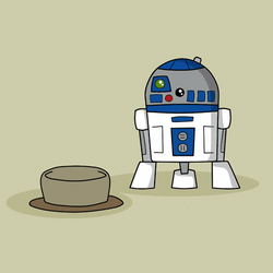 Minimalist Star Wars R2D2 Showing Hologram GIF