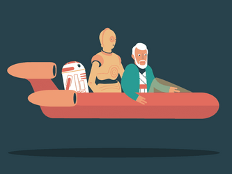 Minimalist Star Wars R2F1P C3PO Robots Jedi GIF