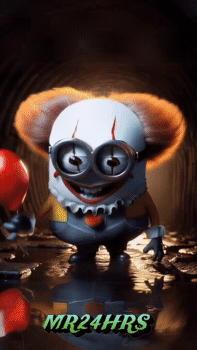 Minion Dressed As Clown GIF