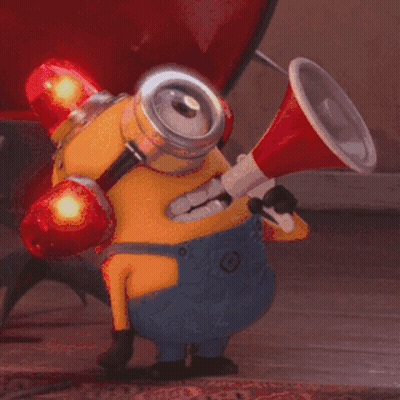 Minion Holding Megaphone In Mouth GIF