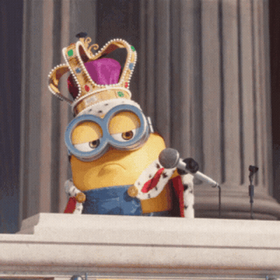 Minion In Crown And Robe Speaking GIF
