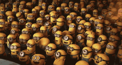 Minion In Overalls With Red Light On Ears GIF