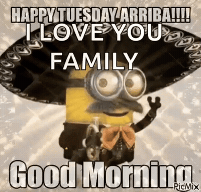 Minion In Sombrero And Sunglasses Saying Happy Tuesday GIF