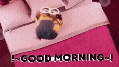 Minion Laying On Bed Saying Good Morning GIF