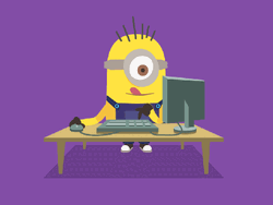 Minion On A Computer Typing An Update GIF