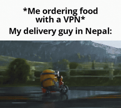 Minion On Motorcycle Ordering Food With VPN GIF