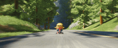 Minion Riding Tricycle In Woods GIF