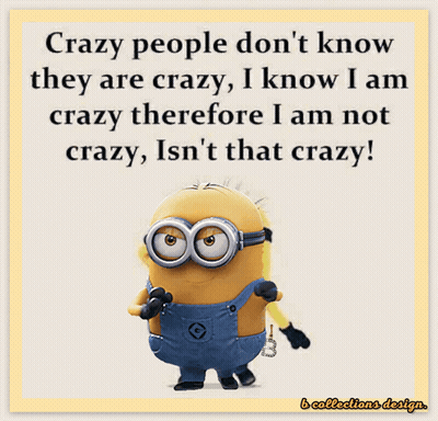 Minion Saying Crazy People Don't Know They Are Crazy GIF