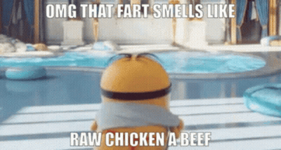 Minion Saying Raw Chicken A Beef GIF