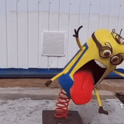 Minion Statue With Red Tongue GIF