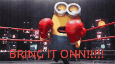 Minion Wearing Boxing Gloves Bring It Onn GIF