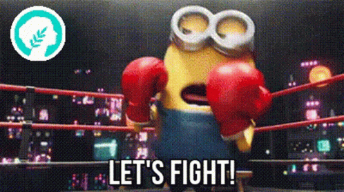 Minion Wearing Boxing Gloves In Ring Let's Fight GIF