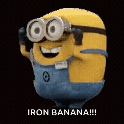 Minion Wearing Goggles Smiling Iron Banana GIF