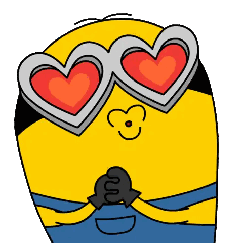 Minion Wearing Heart-Shaped Glasses Sticker
