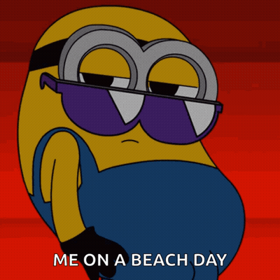 Minion Wearing Sunglasses On Beach Day GIF