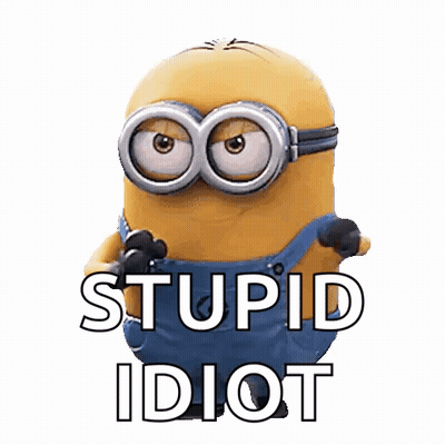Minion With Goggles Saying Stupid Idiot GIF