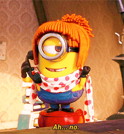 Minion With Scarf Talking On Phone Saying Ah No GIF