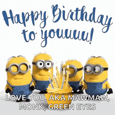 Minions Around Birthday Cupcake GIF