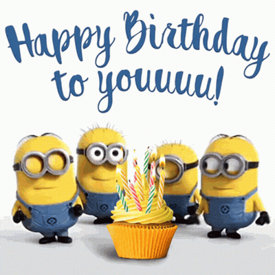 Minions Around Birthday Cupcake Saying Happy Birthday To You GIF
