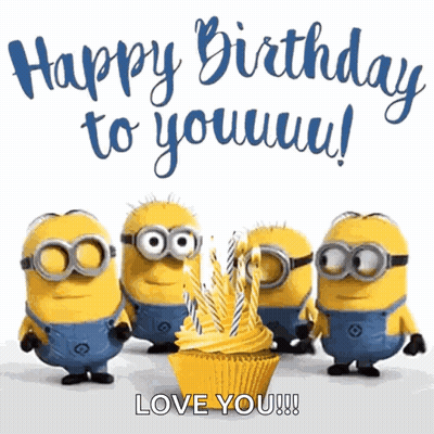 Minions Around Cupcake With Happy Birthday Candles GIF