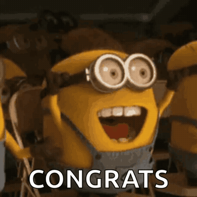 Minions Congratulating Each Other Saying Congrats GIF