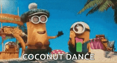 Minions Dancing On Beach Coconut Dance GIF