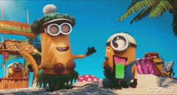 Minions Funny Beach GIF
