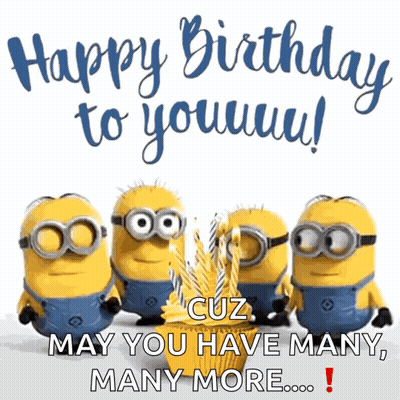 Minions Holding Cupcake Saying Happy Birthday To You GIF