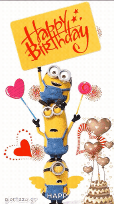 Minions Holding Happy Birthday Sign GIF