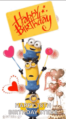 Minions Holding Happy Birthday Sign GIF