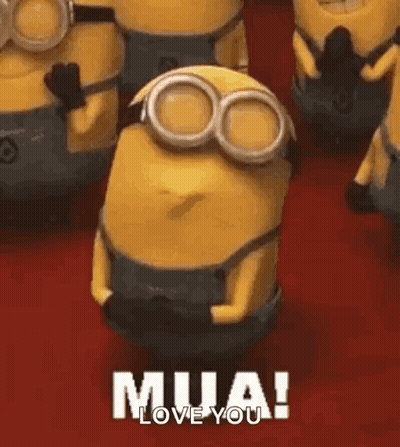 Minions On Red Carpet Saying Mua Love You GIF
