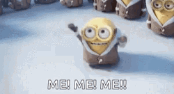 Minions Raising Hands Me Me Me GIF