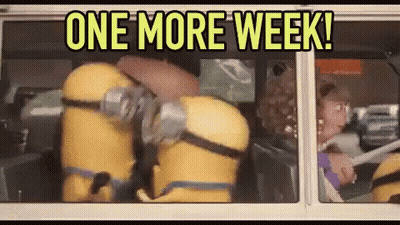Minions Sitting In Bus Saying One More Week GIF