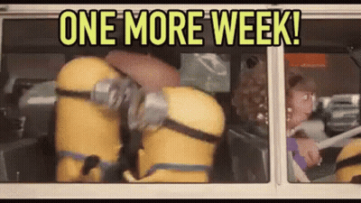 Minions Sitting In Bus Saying One More Week GIF