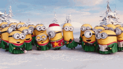 Minions Snow Xmas Party GIF