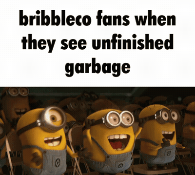 Minions Standing In Front Of Bribbleco Fans When They See Unfinished Garbage Sign GIF