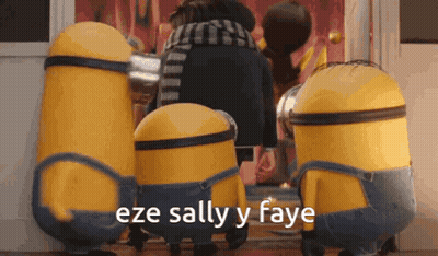 Minions Standing In Front Of Door Saying Eze Sally Y Faye GIF