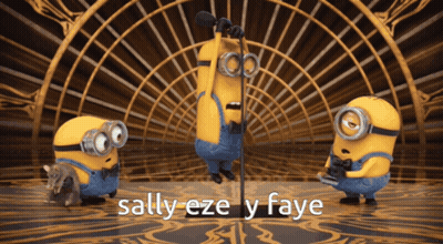 Minions Standing In Front Of Door Saying Eze Sally Y Faye GIF