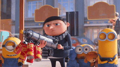 Minions Standing In Front Of Post Office Sign GIF